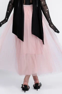 Textured Floral Mesh Corset Tulle Gathered Midaxi Skirt Jersey Scarf & Diamante Embellished Mesh Gloves by Goddiva