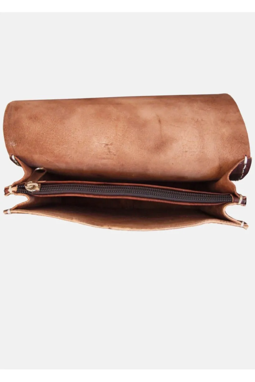 The Kenitra Cross-Body Bag In Dark Brown by Berber Leather