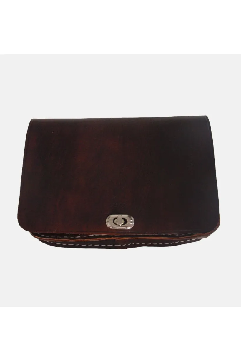 The Kenitra Cross-Body Bag In Dark Brown by Berber Leather