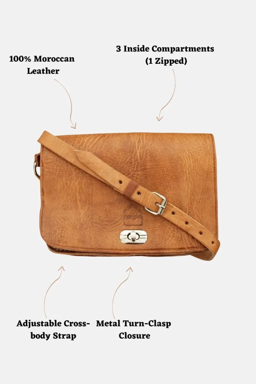 The Kenitra Cross-Body Bag In Tan by Berber Leather