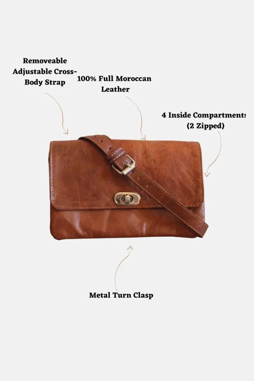 The Kenitra Soft Cross-Body Bag In Tan by Berber Leather