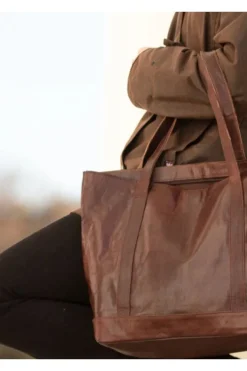 The Nador Tote Bag In Dark Brown by Berber Leather