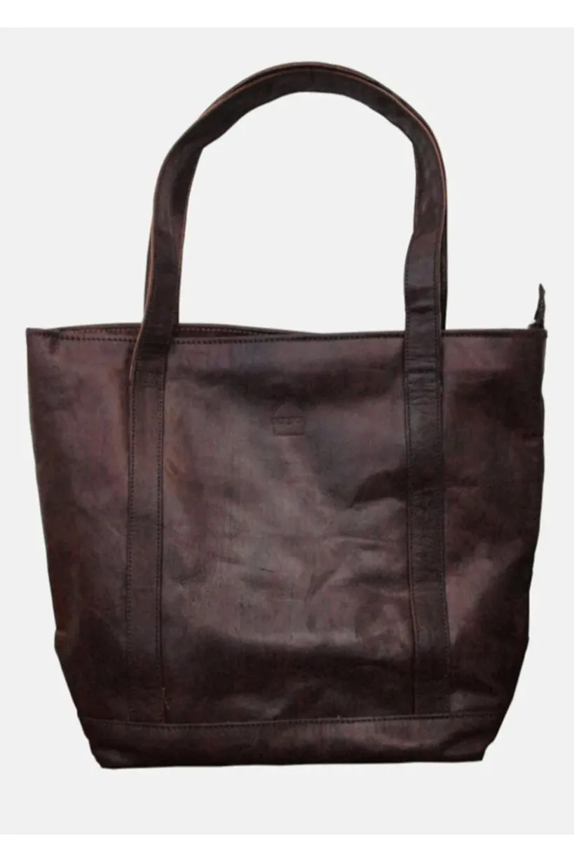 The Nador Tote Bag In Dark Brown by Berber Leather