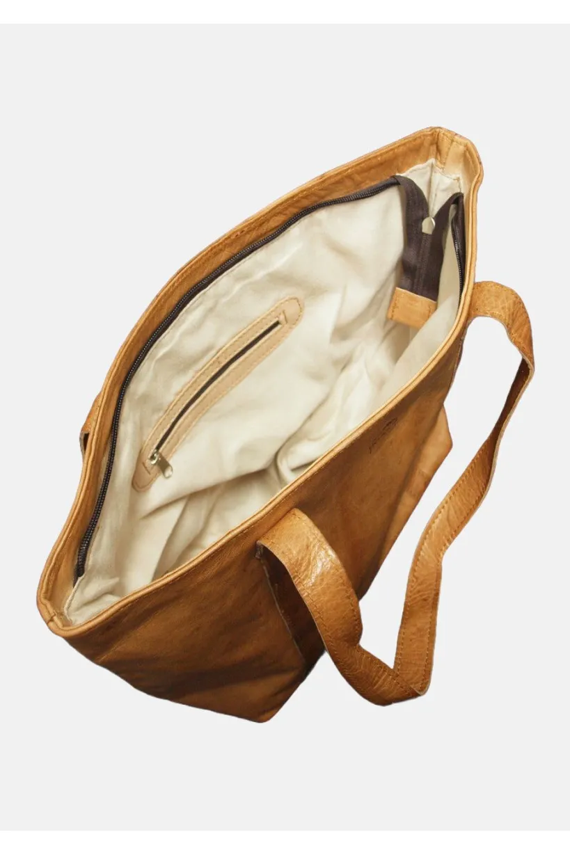 The Nador Tote Bag In Tan by Berber Leather