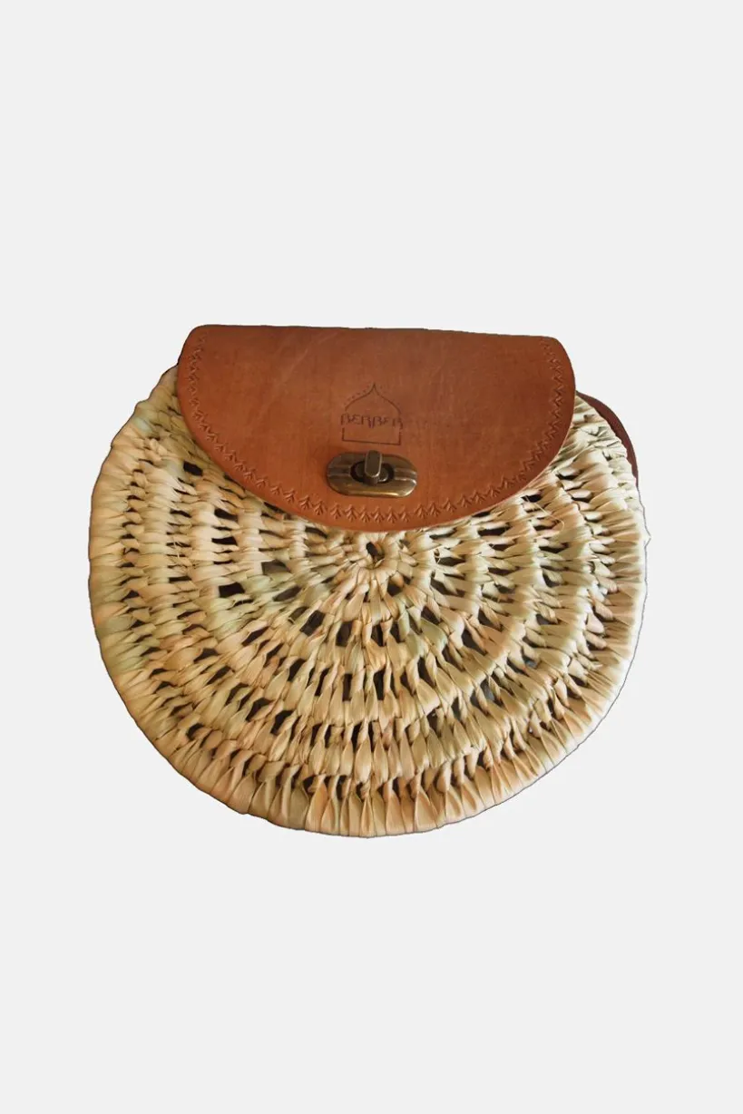 The Safi Rattan Round Bag - Loose Weave by Berber Leather