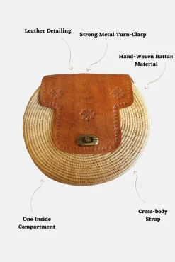 The Safi Rattan Round Bag - Tight Weave by Berber Leather