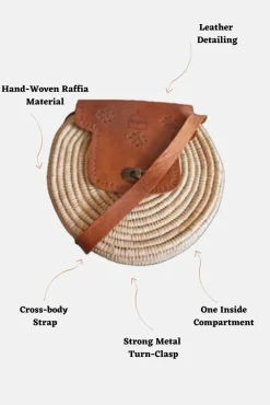 The Safi Rattan Round Bag - Tight Weave by Berber Leather