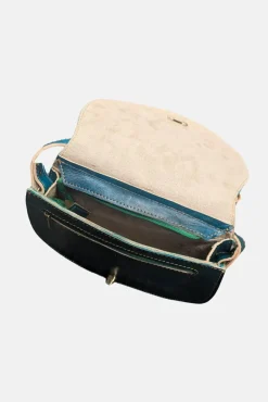 The Temara Embossed Saddle Bag In Teal by Berber Leather