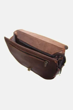 The Temara Embossed Saddle Bag In Brown by Berber Leather