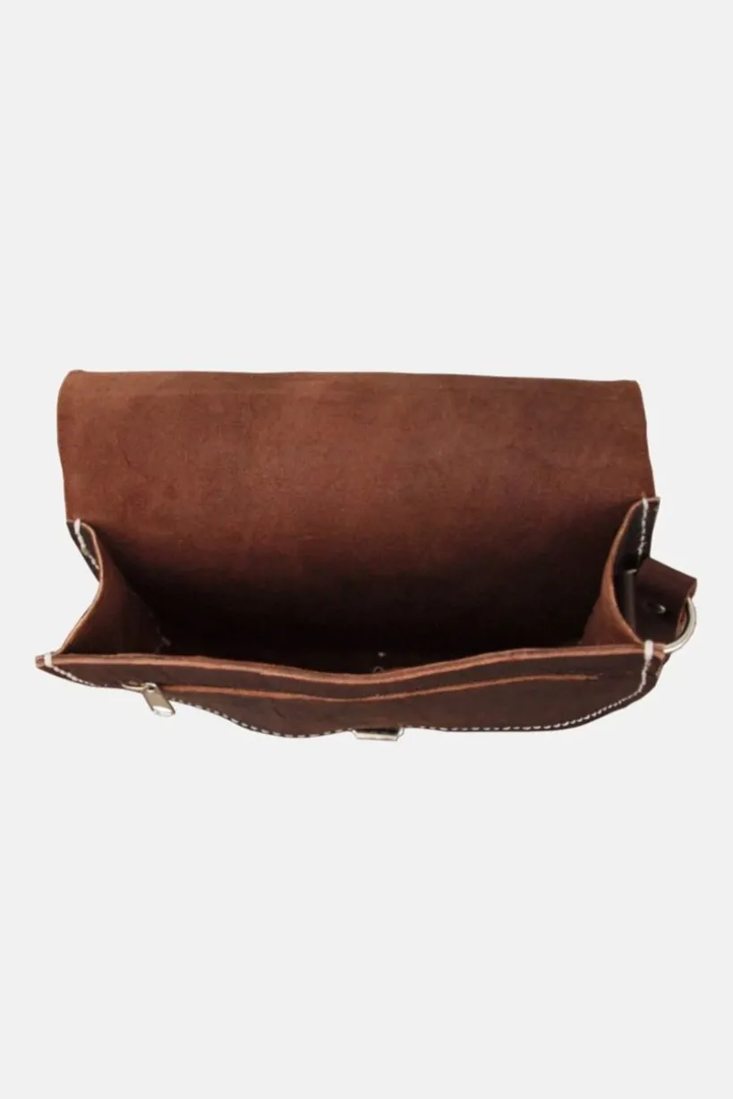 The Temara Large Saddle Bag In Dark Brown by Berber Leather