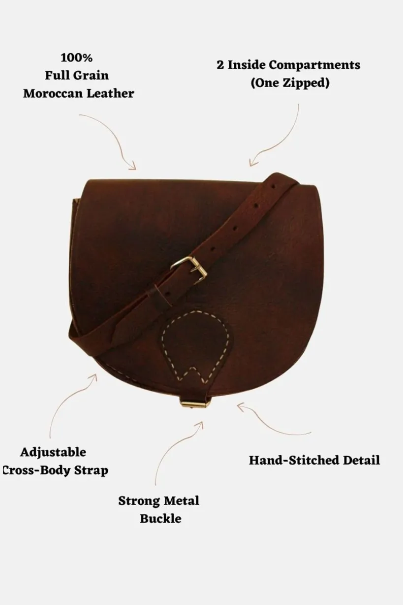 The Temara Large Saddle Bag In Dark Brown by Berber Leather