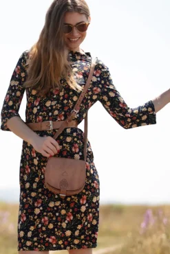 The Temara Small Half-Moon Saddle Bag In Tan by Berber Leather