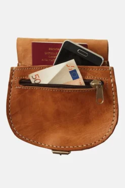 The Temara Small Half-Moon Saddle Bag In Tan by Berber Leather