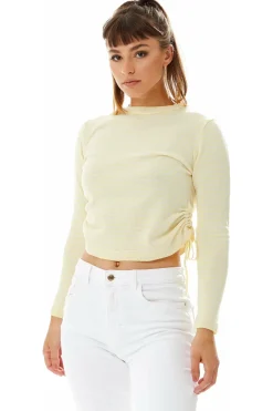 Top In Yellow And White Stripes With Long Sleeves by Liquorish