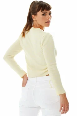 Top In Yellow And White Stripes With Long Sleeves by Liquorish
