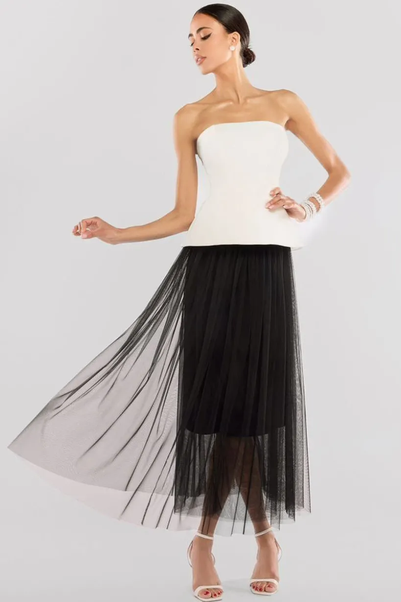 Tulle Gathered Midaxi Skirt by Goddiva