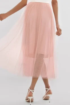 Tulle Gathered Midaxi Skirt by Goddiva