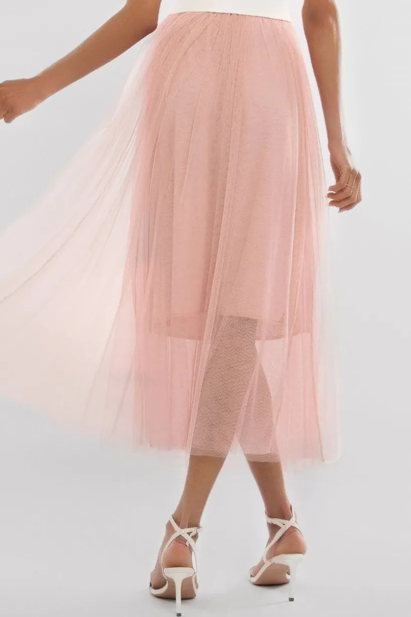 Tulle Gathered Midaxi Skirt by Goddiva