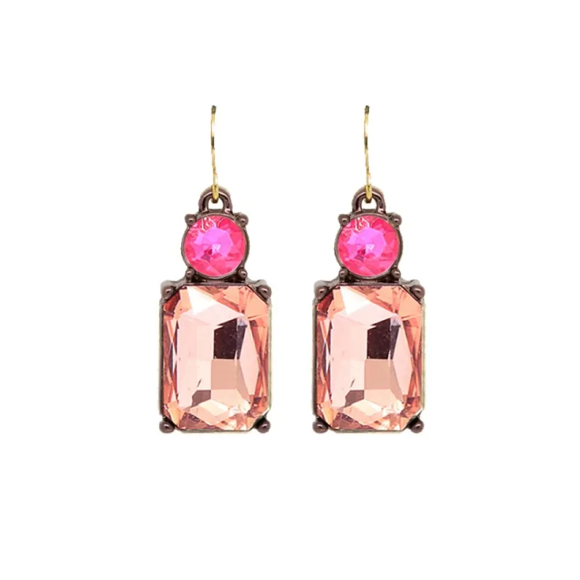 Twin Gem Hook Earring Orange & Pink by Last True Angel