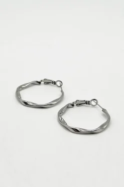Twist Hoops In Silver - Pouch Included by SVNX