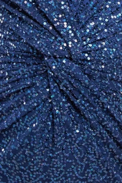 Twisted Front Sequin Maxi Dress - Navy by Goddiva