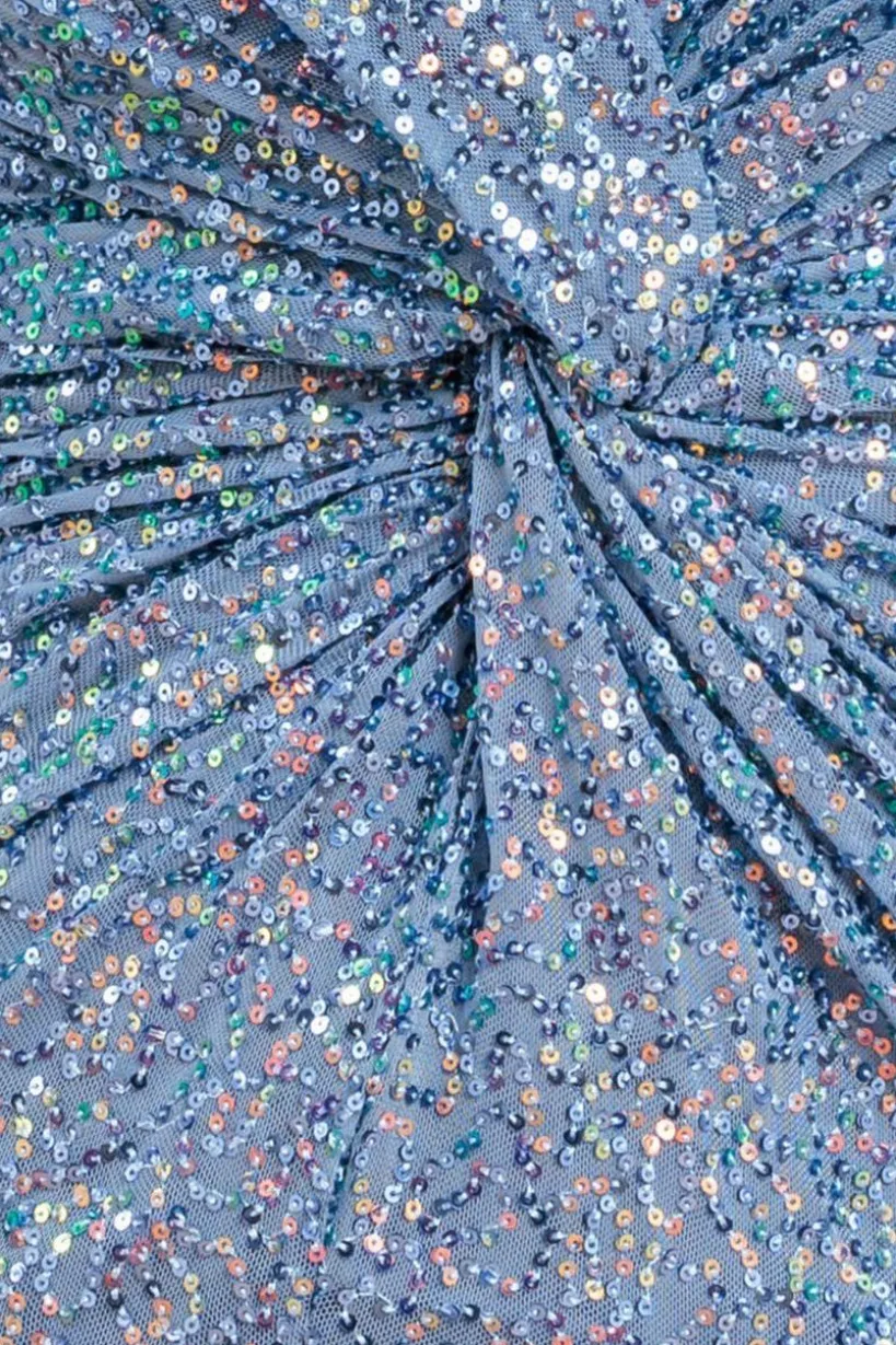 Twisted Front Sequin Maxi Dress - Blue by Goddiva