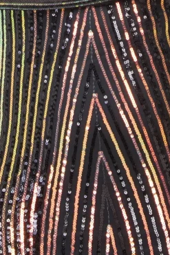 Two Toned V Neck Sequin Maxi - Black by Goddiva