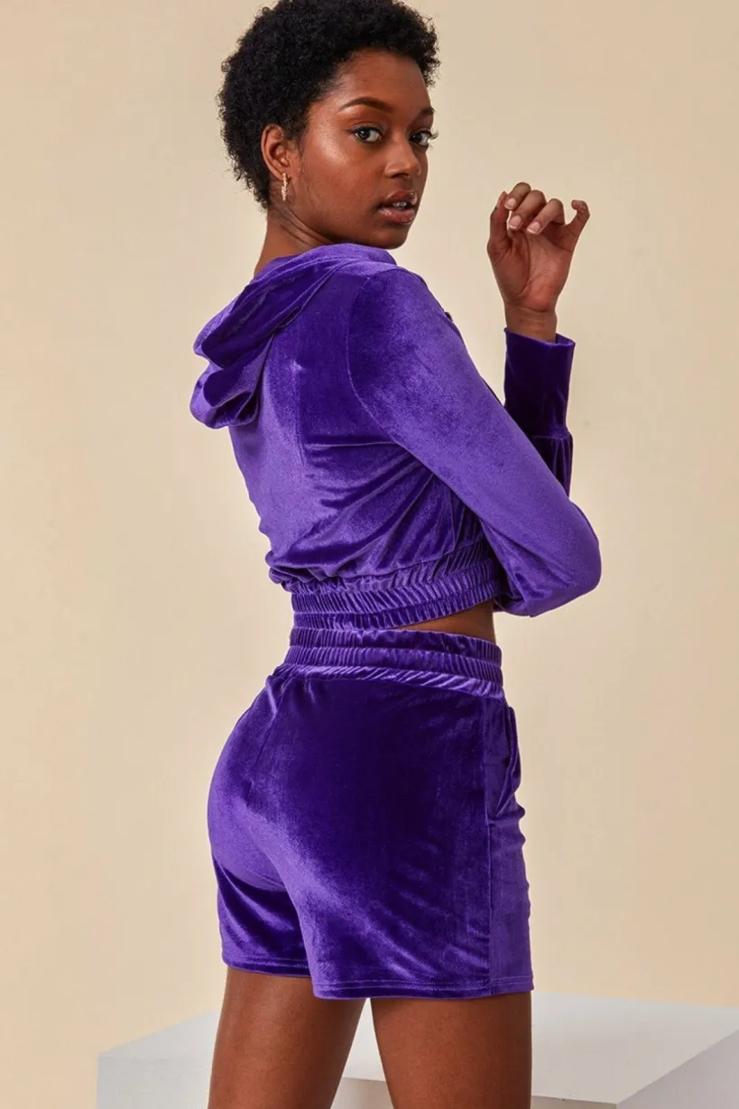 Velour Hoodie & Short Set - Purple by Cosmochic