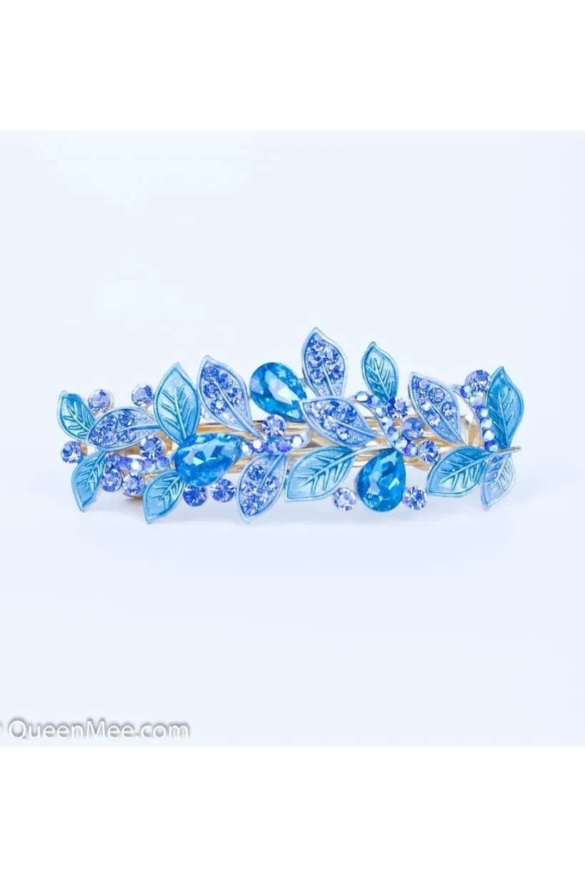 Vintage Hair Clip Rhinestone Leaf by QueenMee Accessories