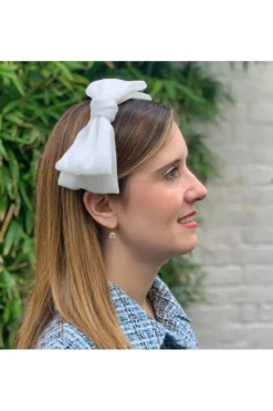 White Fascinator Bow Headband by QueenMee Accessories