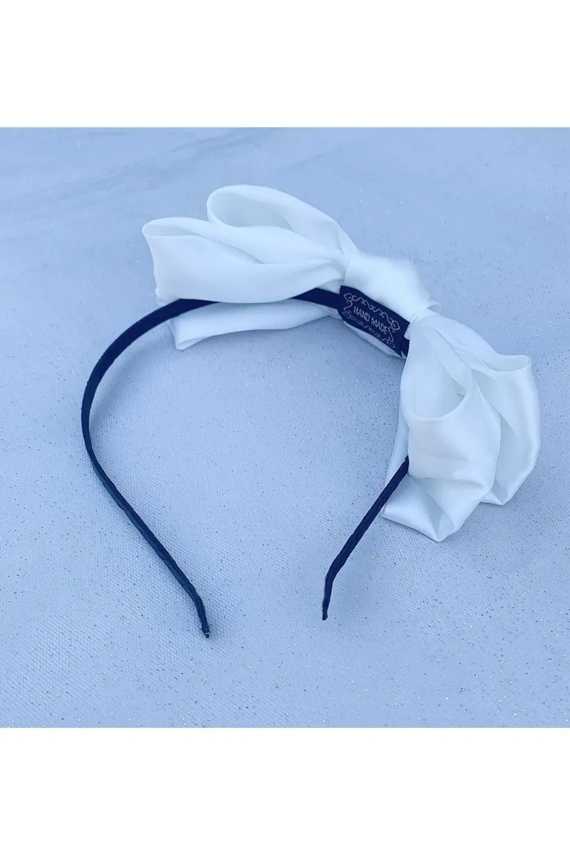 White Fascinator Bow Headband by QueenMee Accessories