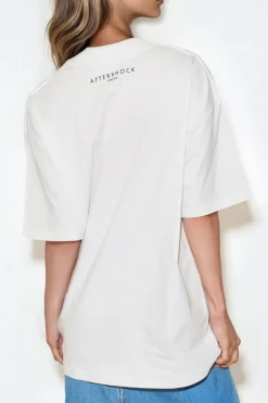 White Logo Cotton Oversized T Shirt by Aftershock London