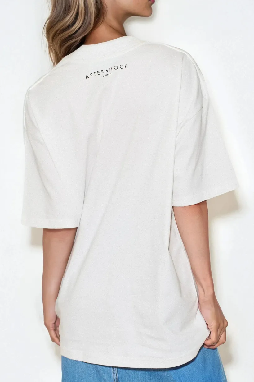 White Logo Cotton Oversized T Shirt by Aftershock London