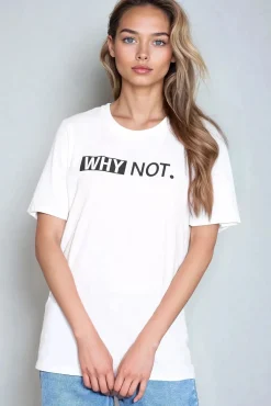 White Why Not Printed Cotton T-Shirt by Aftershock London