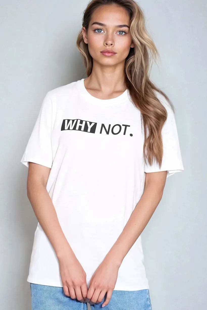 White Why Not Printed Cotton T-Shirt by Aftershock London