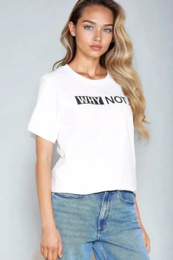 White Why Not Printed Cotton T-Shirt by Aftershock London