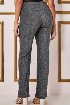 Wide Leg Lurex Trouser - Silver by Goddiva