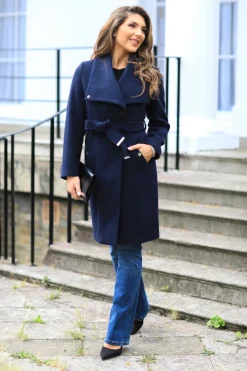 Wool Blend Wrap Coat by Double Second