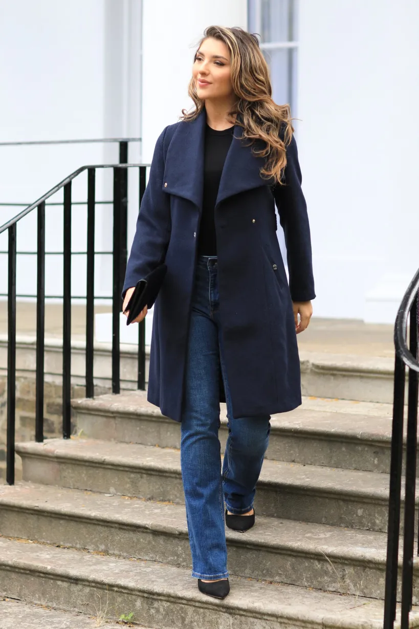 Wool Blend Wrap Coat by Double Second