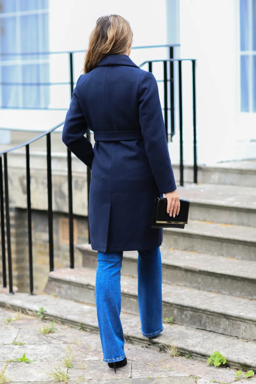 Wool Blend Wrap Coat by Double Second