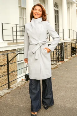 Wool Blend Wrap Coat by Double Second