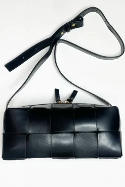 Woven PU Shoulder Bag In Black by SVNX