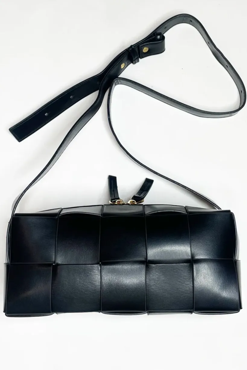 Woven PU Shoulder Bag In Black by SVNX