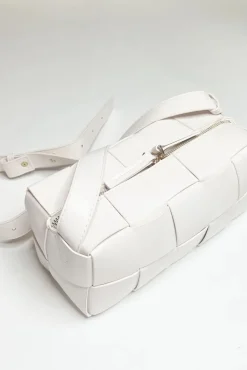 Woven PU Shoulder Bag In Cream by SVNX