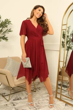 Wrap Front Tulle Handkerchief Dress by Double Second