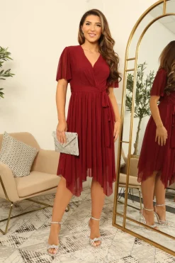 Wrap Front Tulle Handkerchief Dress by Double Second