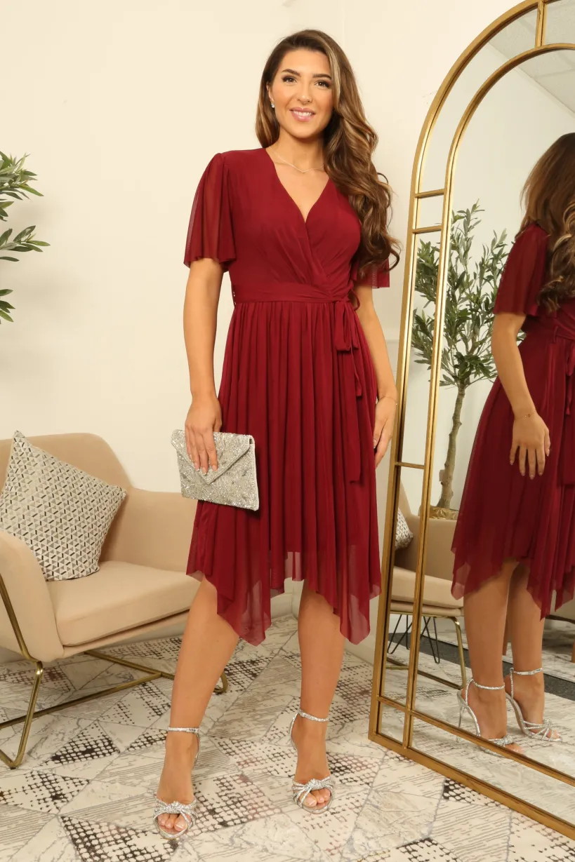 Wrap Front Tulle Handkerchief Dress by Double Second