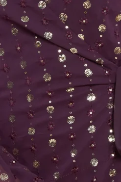 Wrap Over Sequin Mini Dress - Wine by Goddiva