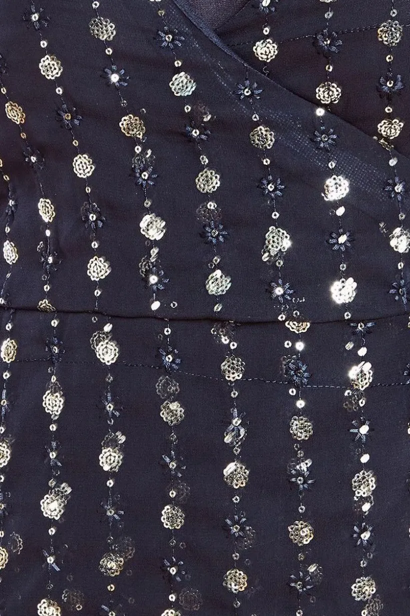 Wrap Sequin Top With Cami - Blackgold by Goddiva
